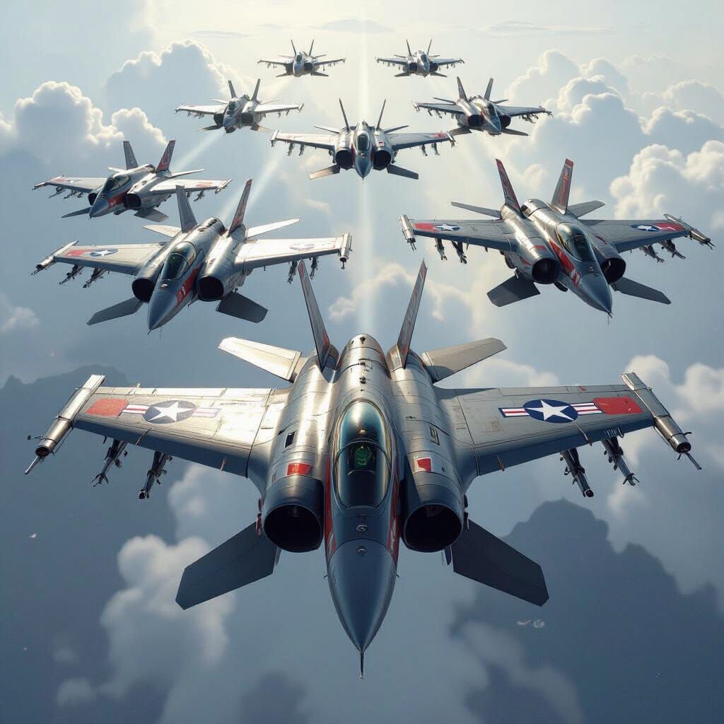 Dramatic US Army Fighter Planes in Aerial Formation