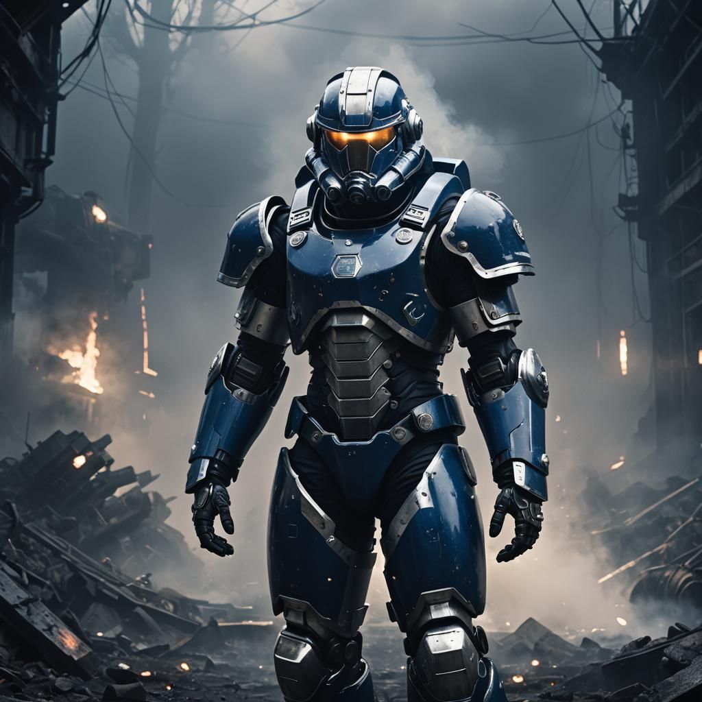 Futuristic Soldier in Power Armor: Digital Art