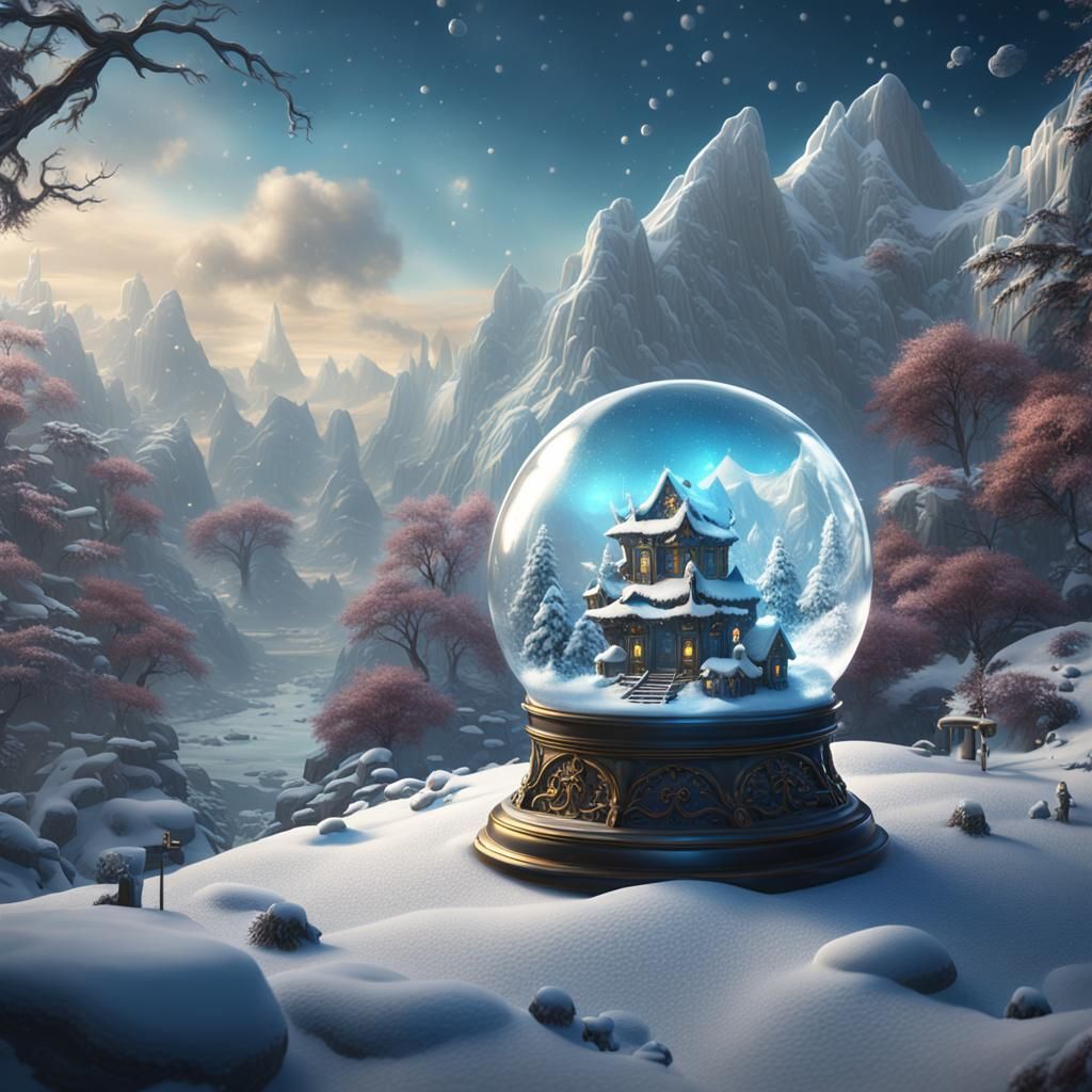 Fantastical Snow Globes in Detailed Digital Painting