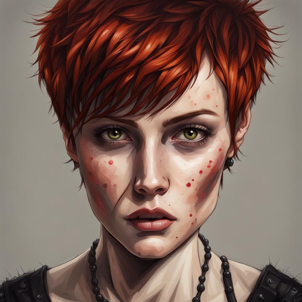 Hyper-Realistic Portrait of a Gothic Woman with Burns