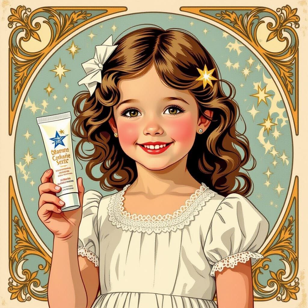 Vintage Parisian Advertising Poster of Girl