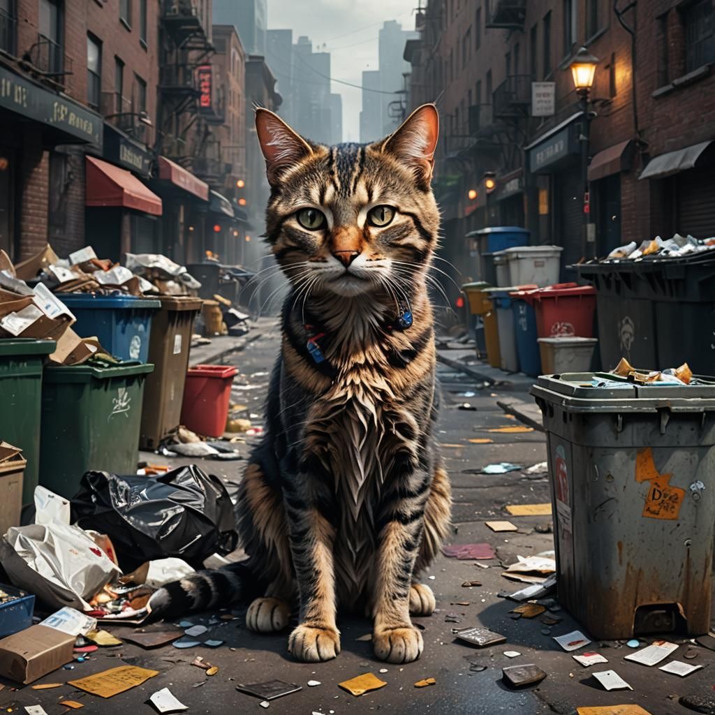 Street Cat's Plea: A Dark Fantasy Portrait