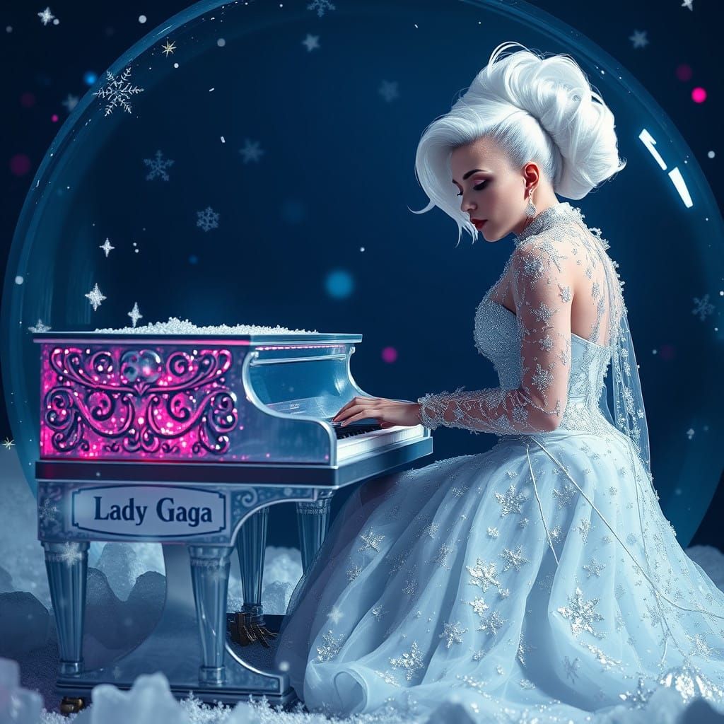 Lady Gaga Performs in a Majestic Snow Globe Scene, Cyberpunk...
