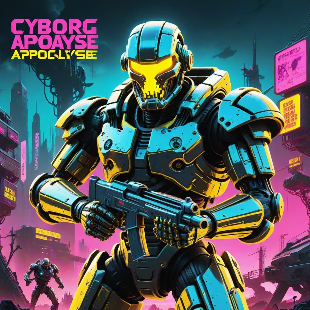 Cyborg Apocalypse Game Cover in Cyberpunk Style