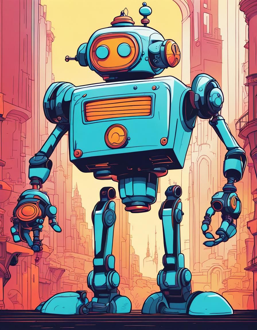 Clockwork Robot in Classic Disney Animation Style