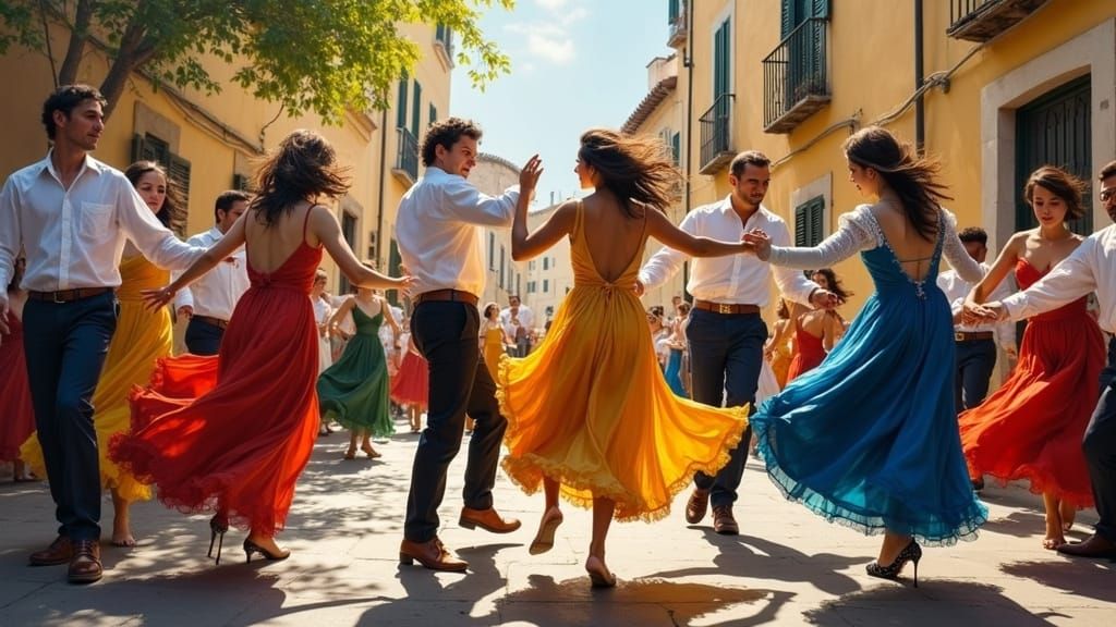 Energetic Tarantella Dance in Expressive Oil Impasto Style