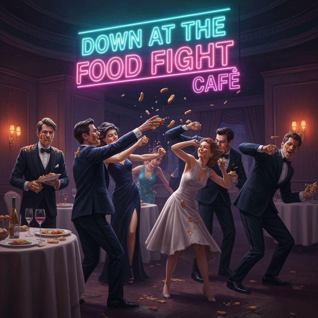 Elegant Food Fight in Futuristic Retro Restaurant
