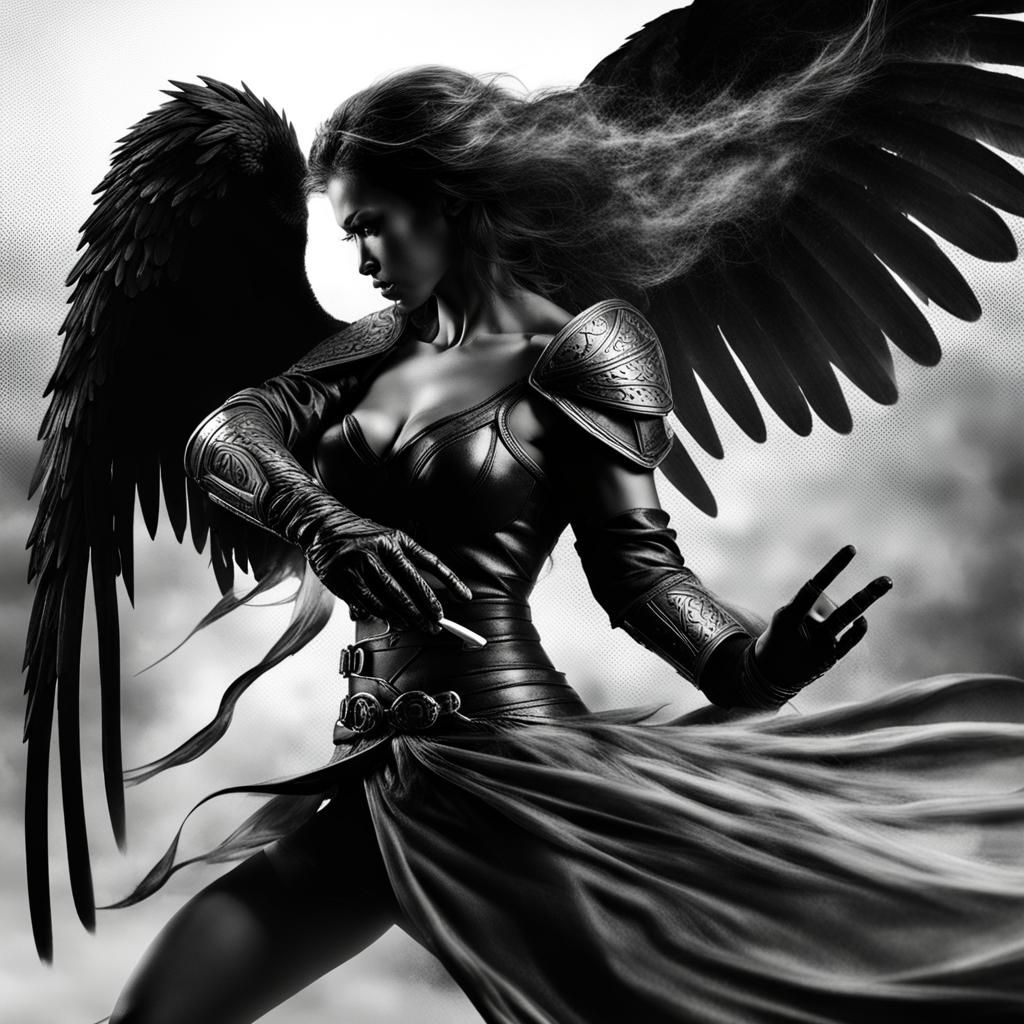 Black Angel Warrior in Whirlwind Battle