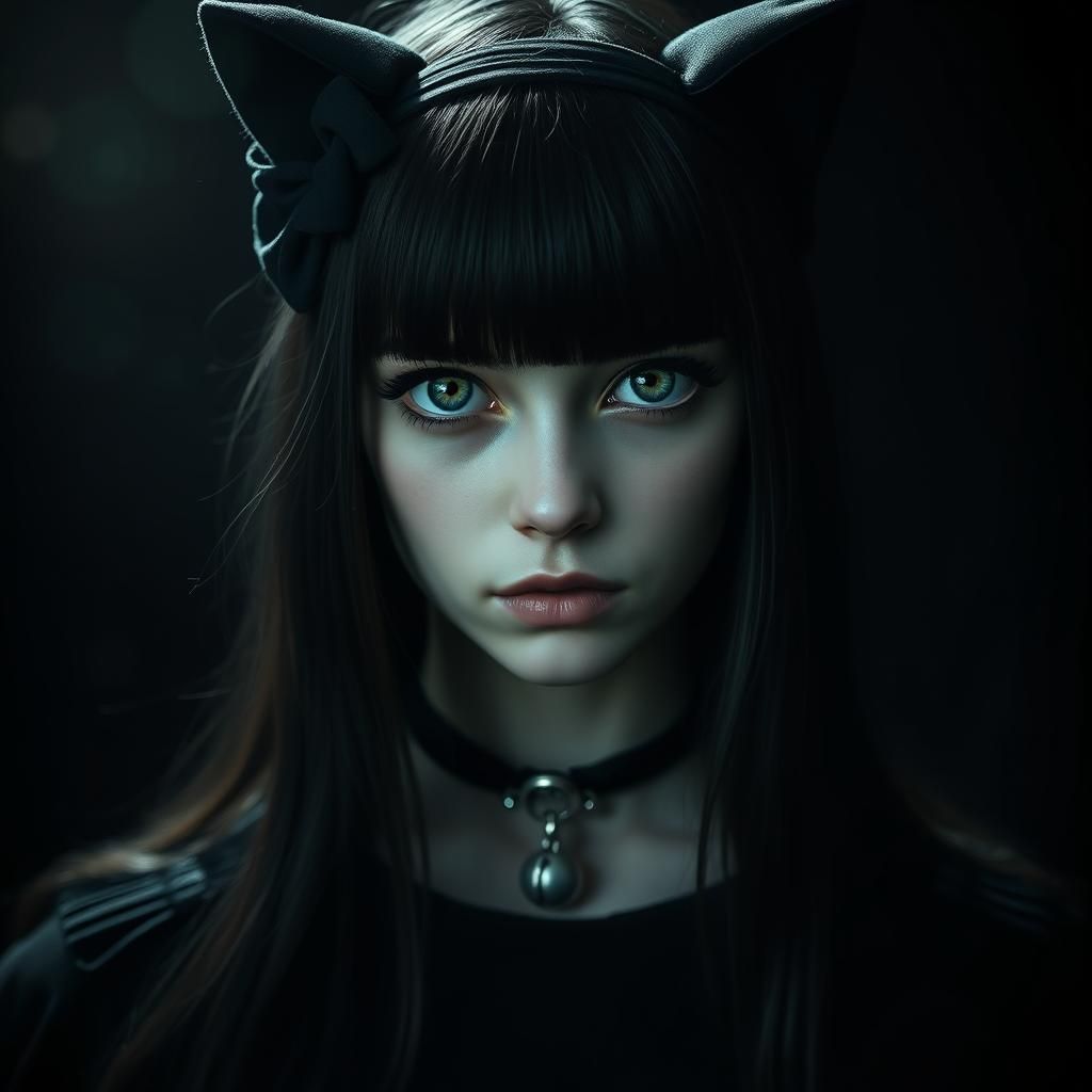 Gothic Girl Portrait in Dramatic Lighting