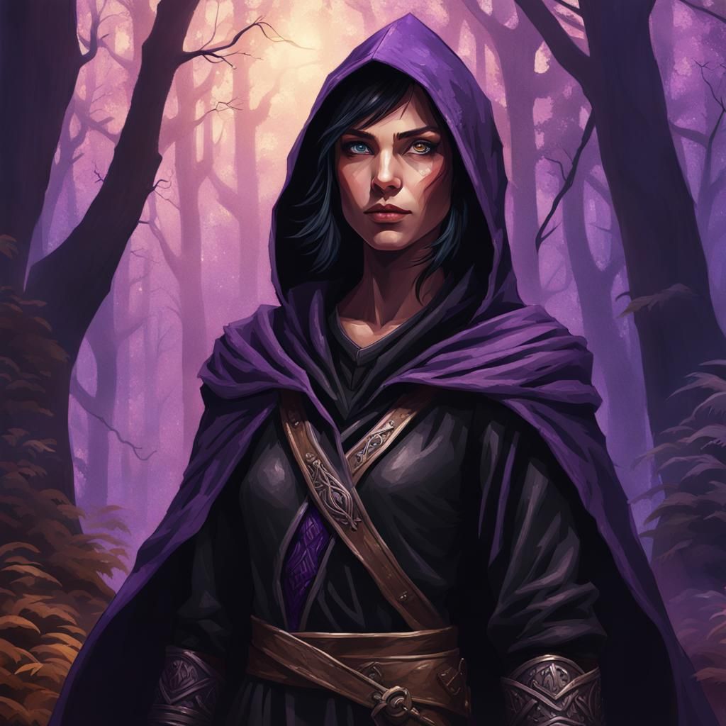 Half-Elf Rogue Portrait in Fantasy Forest