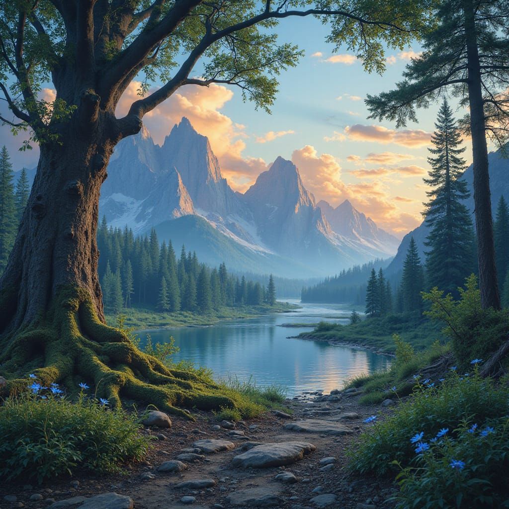 Ethereal Wilderness of Thaarn, a Dreamlike Fantasy Landscape