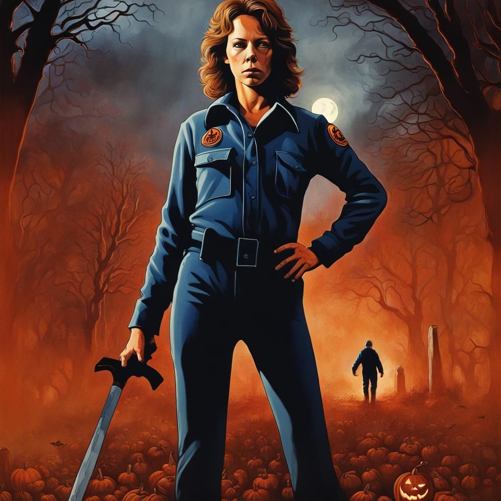 Halloween 1978 Movie Poster with Jamie Lee Curtis