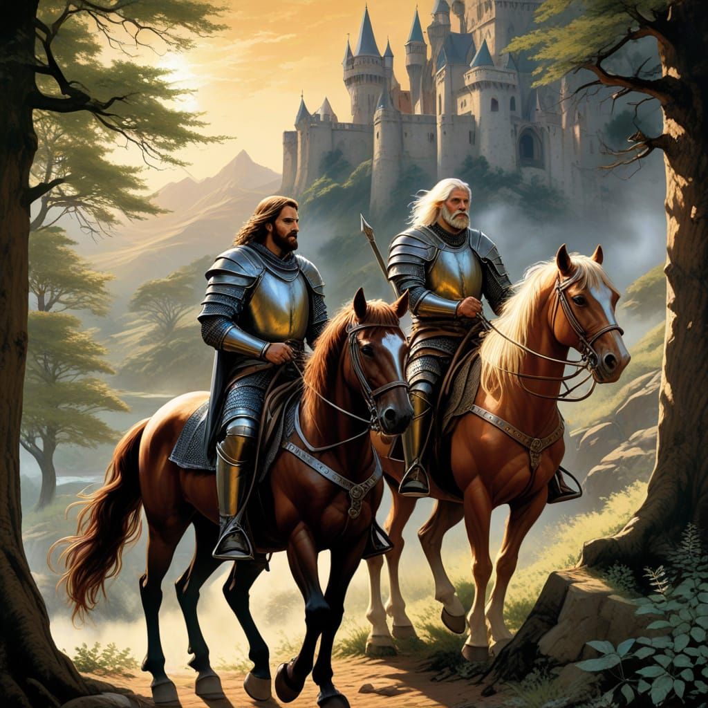 Epic Fantasy Scene in Detailed Adventure Art Style