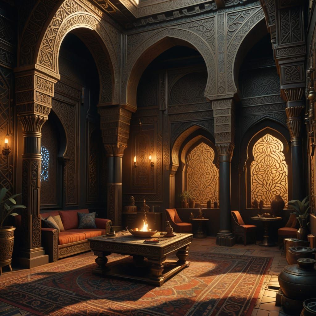 Arabian Nights: Intricate Dark Fantasy Architecture