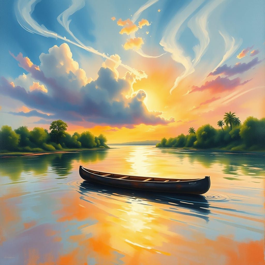 River Scene in Soft-Focus Watercolor