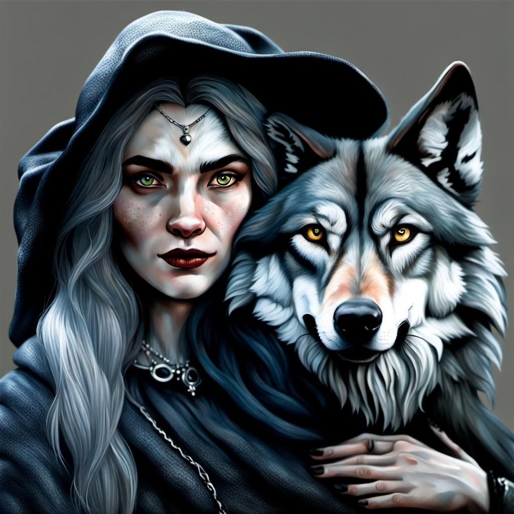 A witch and her wolf