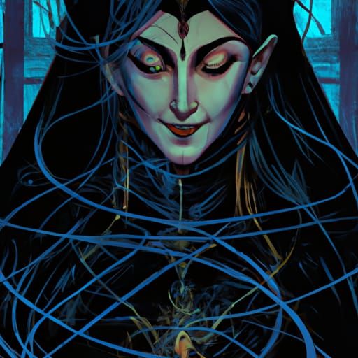 Intricate Portrait of Hecate in Dark Academia Style