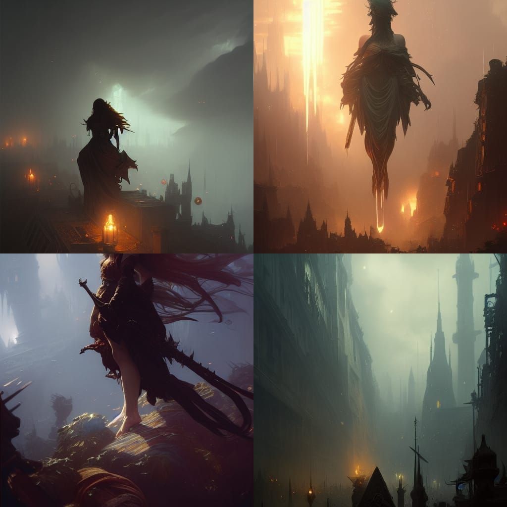 Dark Fantasy Art in Style of Alphonse Mucha