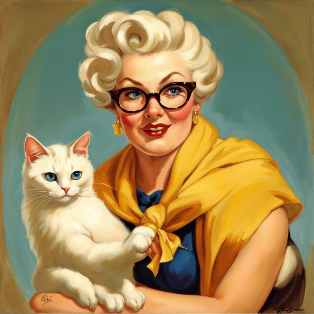 Elegant Mature Woman Portrait in Pin-Up Style