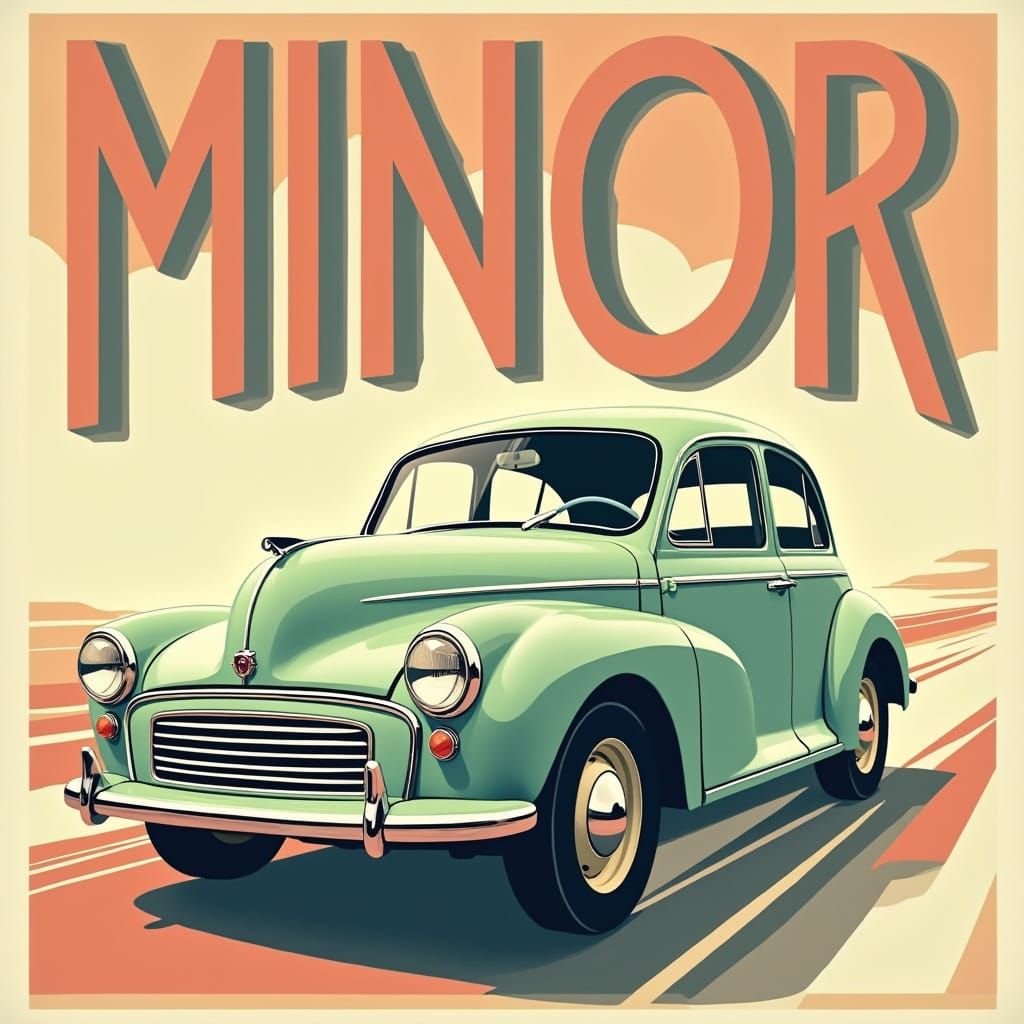Art Deco Morris Minor Illustration