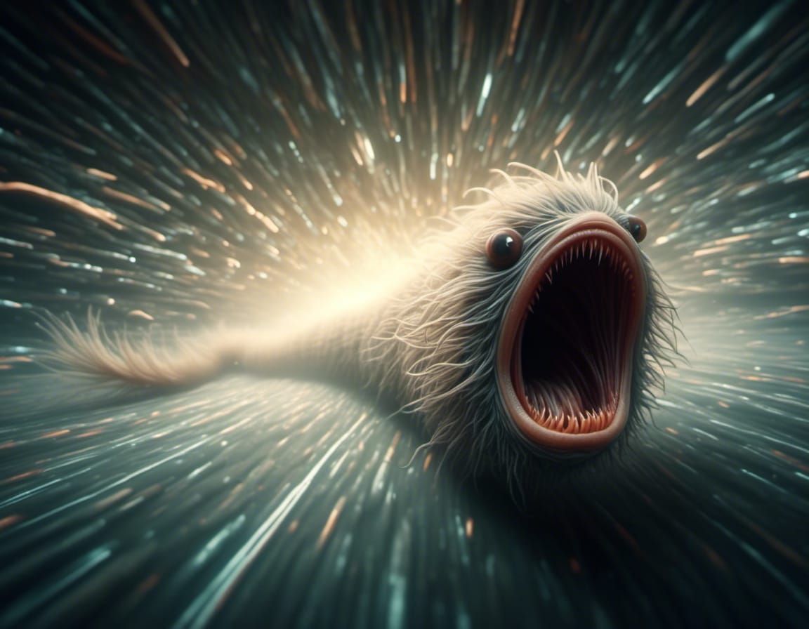 Furry Worm Speeds Through Light Tunnel