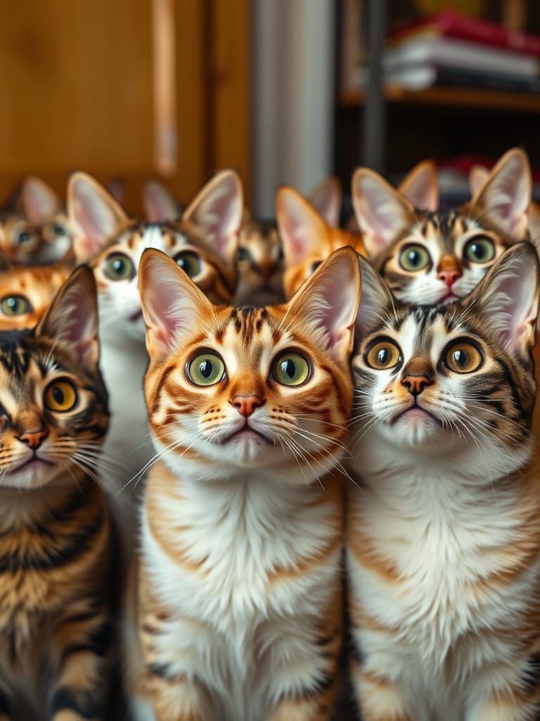 Hilarious Goofy-Faced Cats in a Group