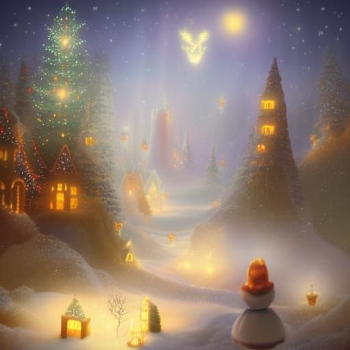 Ethereal Christmas Bunny in Fantasy Lights