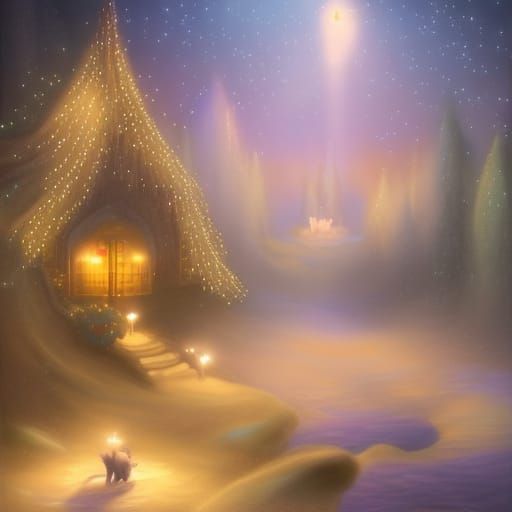 Christmas Lights with Bunny in Ethereal Fantasy Style