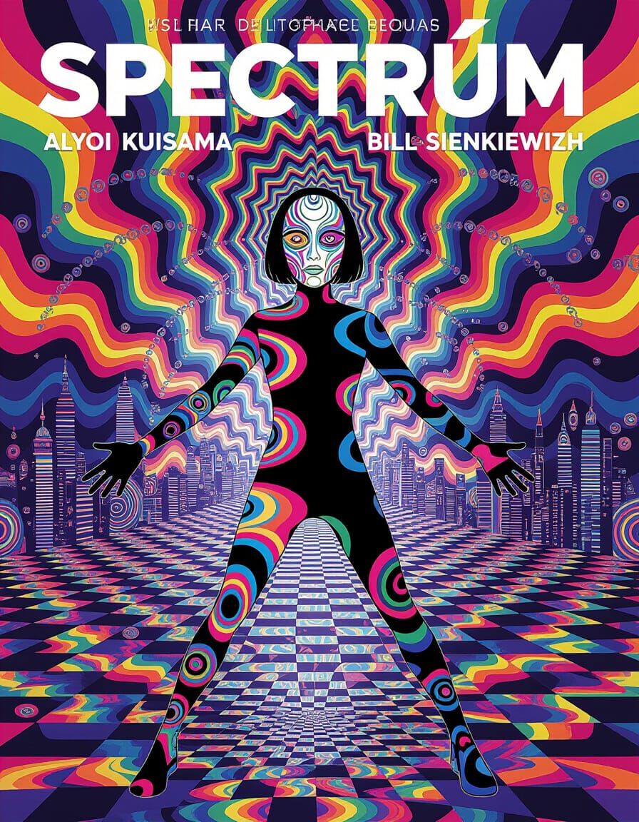 Psychedelic Kaleidoscope Cityscape with Glowing Fractals