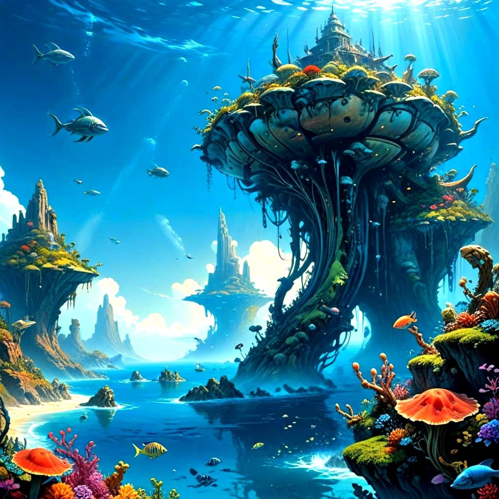Underwater City Inspired by Surrealist Art