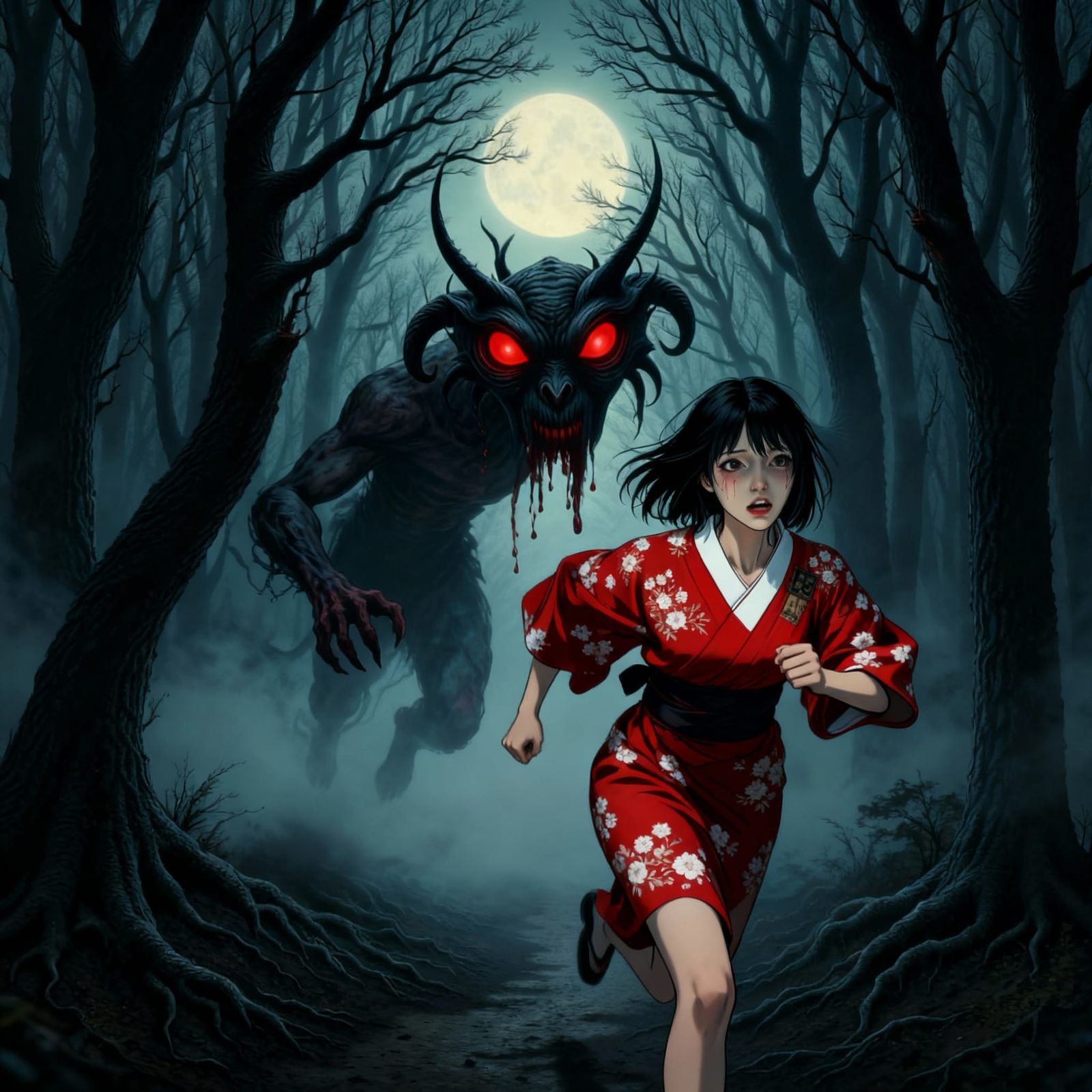 Yokai Haunts Princess Rokujo in Junji Ito Style