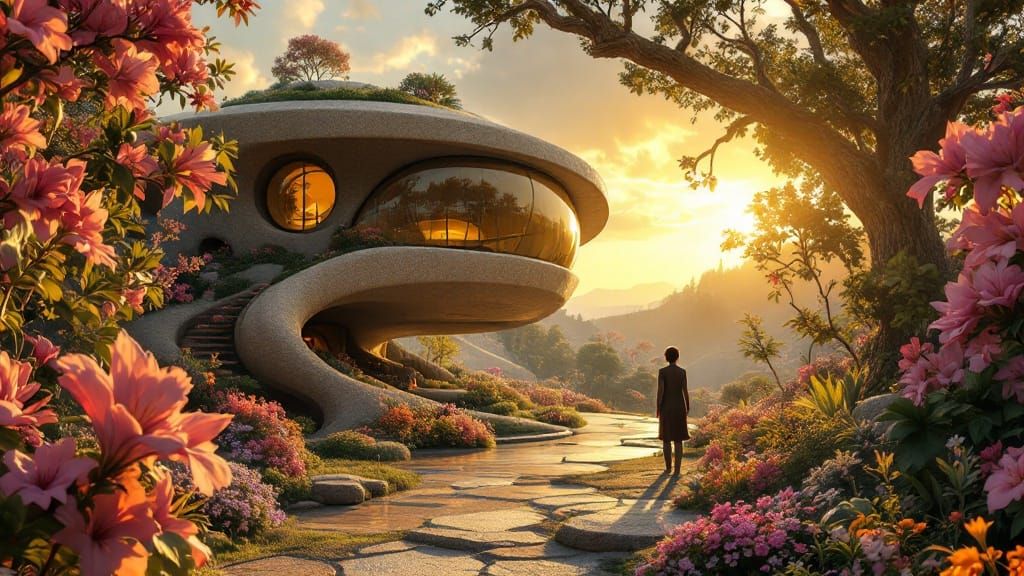 Anthropomorphic Morrotot in Grotesque Florid Landscape