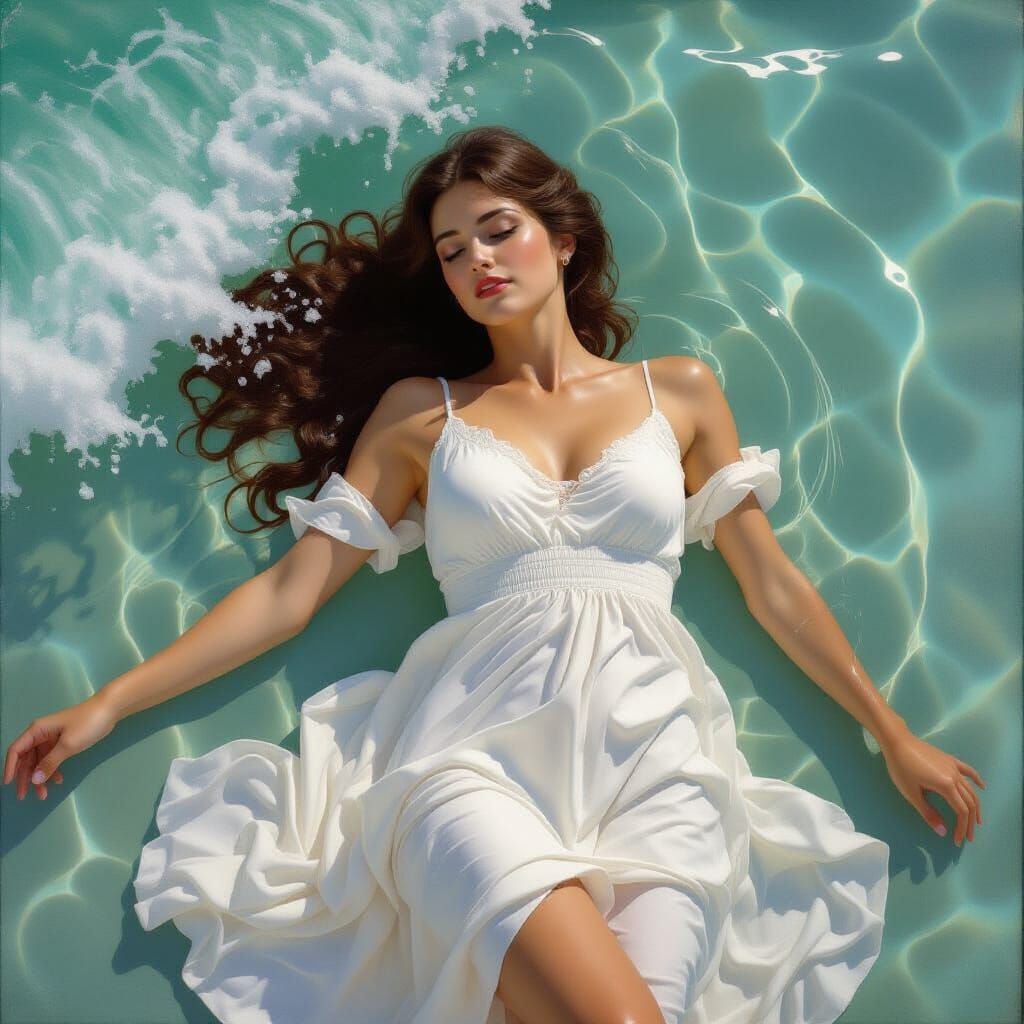 Pelagia of Antioch Touched by Water: Fantasy Oil Painting