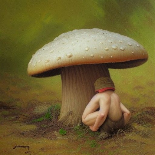 Mushroom Man in Oil Painting Style