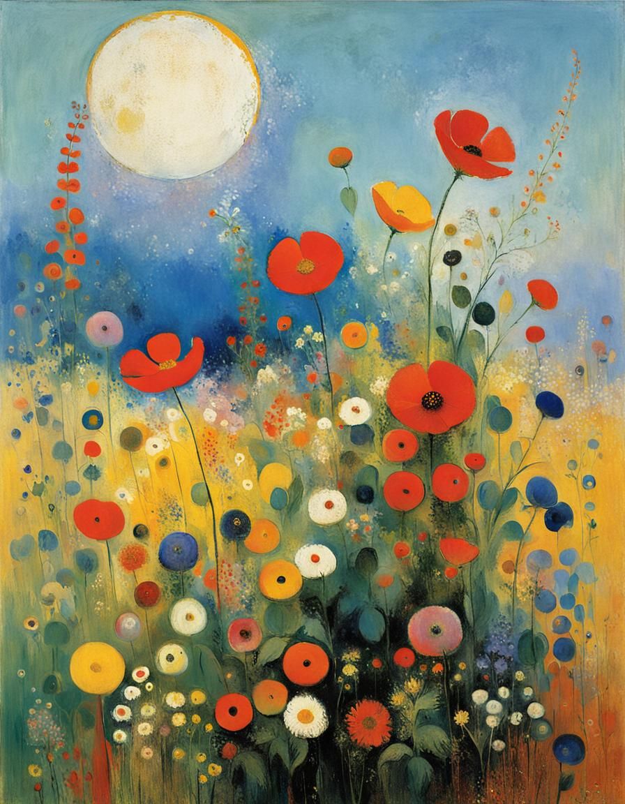 Abstract Wildflowers in Dreamlike Style