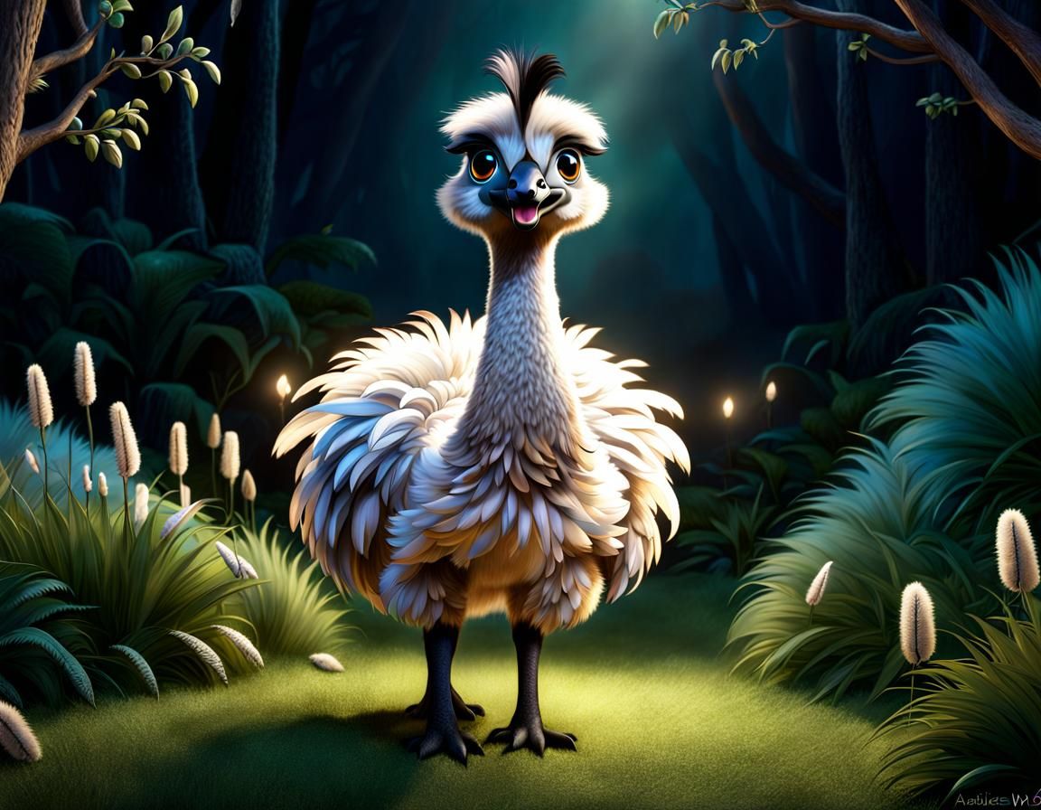 Cute Chibi Alpaca-Emu Hybrid Animal