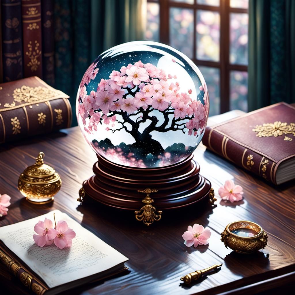 Botanical Garden Orb with Sakura Petals
