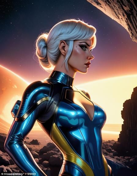 Sci-Fi Astronaut on Alien Planet Illustration