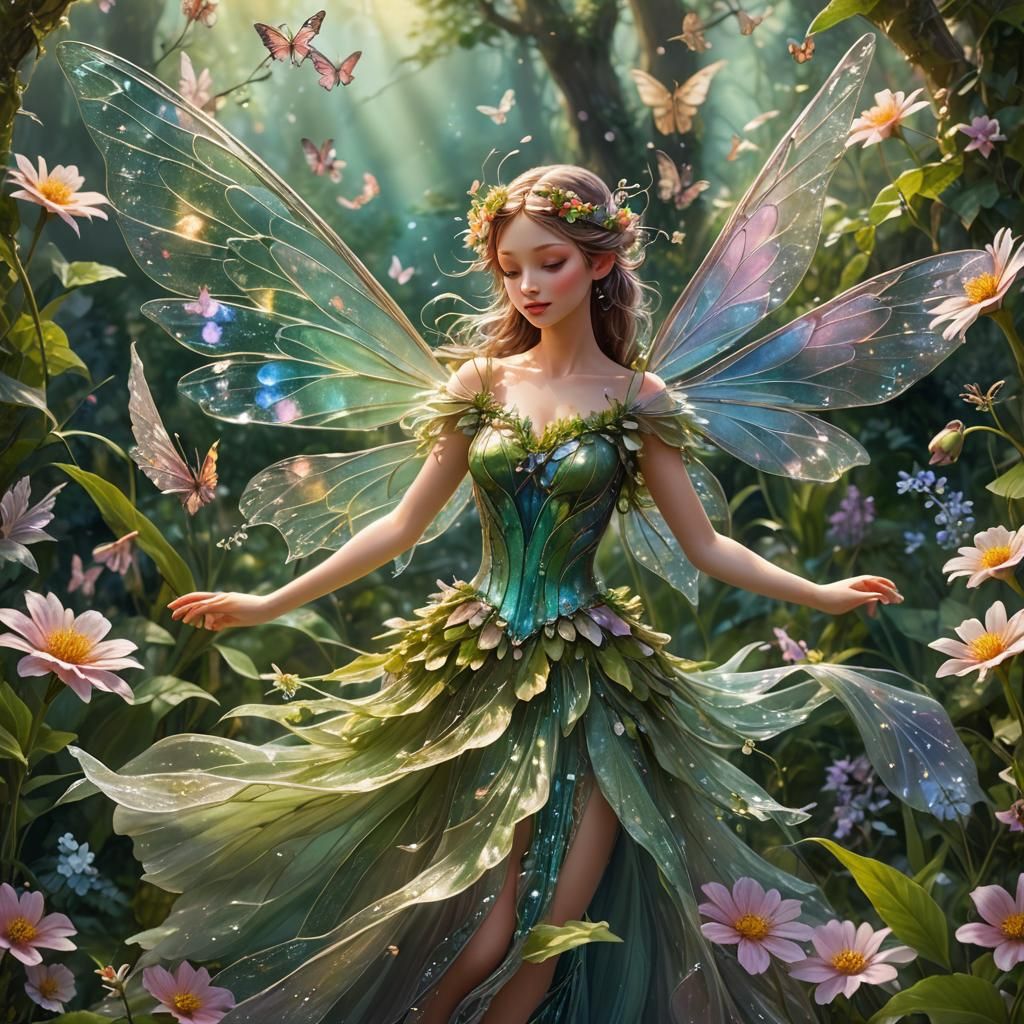 Enchanted Fairy Garden with Delicate Wings