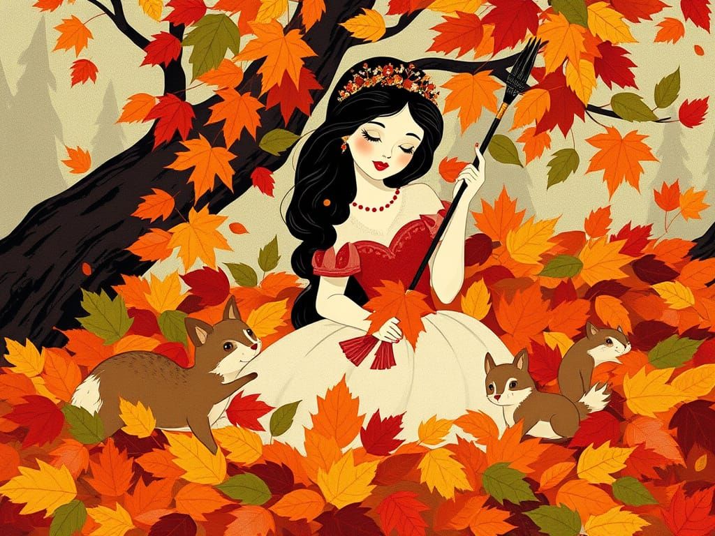 Autumn Goddess of Harvest with Forest Animals in Britto Bauh...