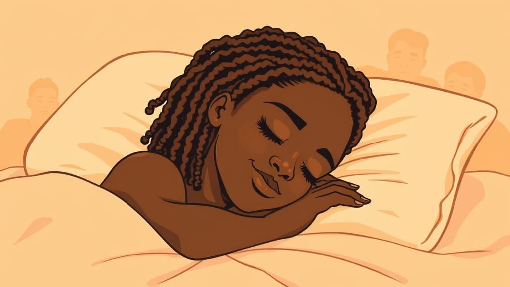 African American Woman Sleeping Peacefully in Warm Tones