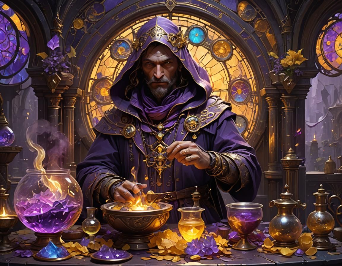 Alchemist in Dark Fantasy Style, 8K Resolution