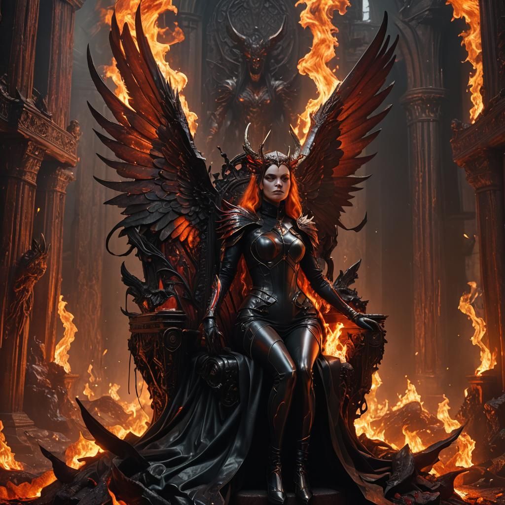 Winged Woman Servant in Hell, Fantasy Art
