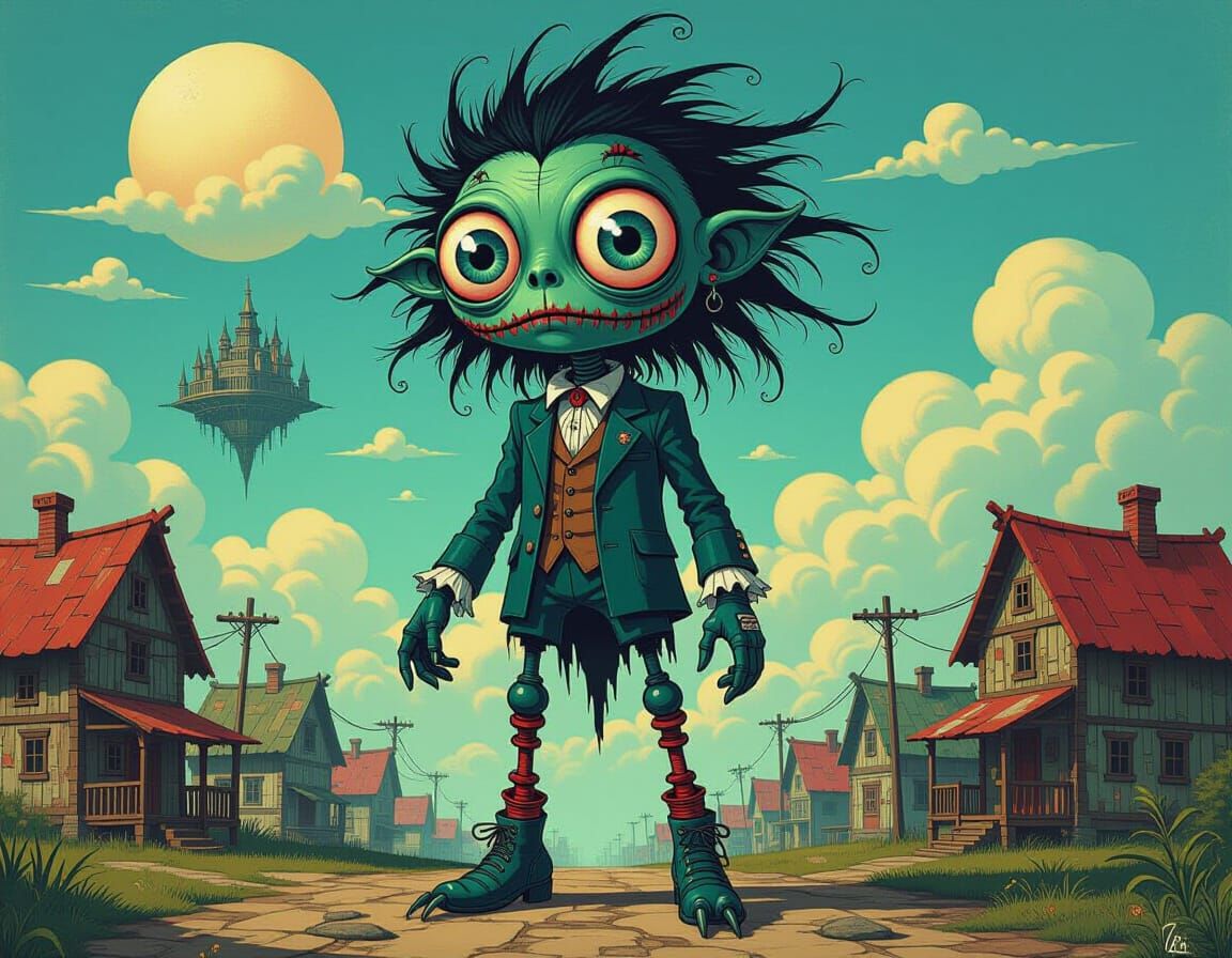 Art Nouveau Kenku With Eyeballs on Feet