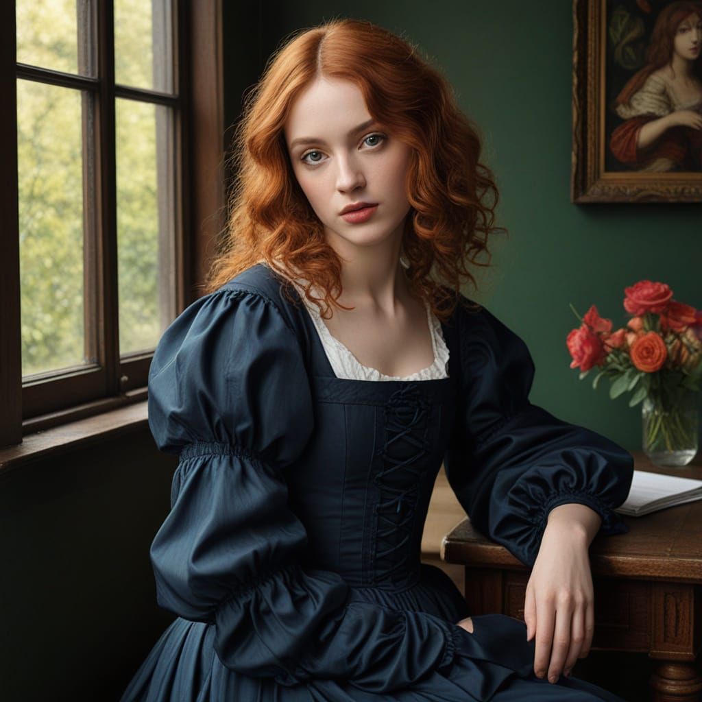 Rossetti-Style Portrait of a Woman