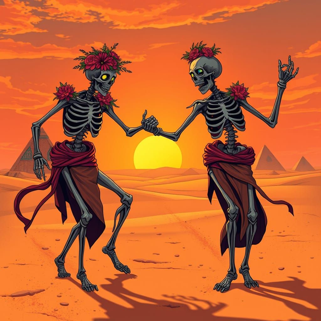 Undead Dancers in Ancient Egypt, Graphic Novel Style