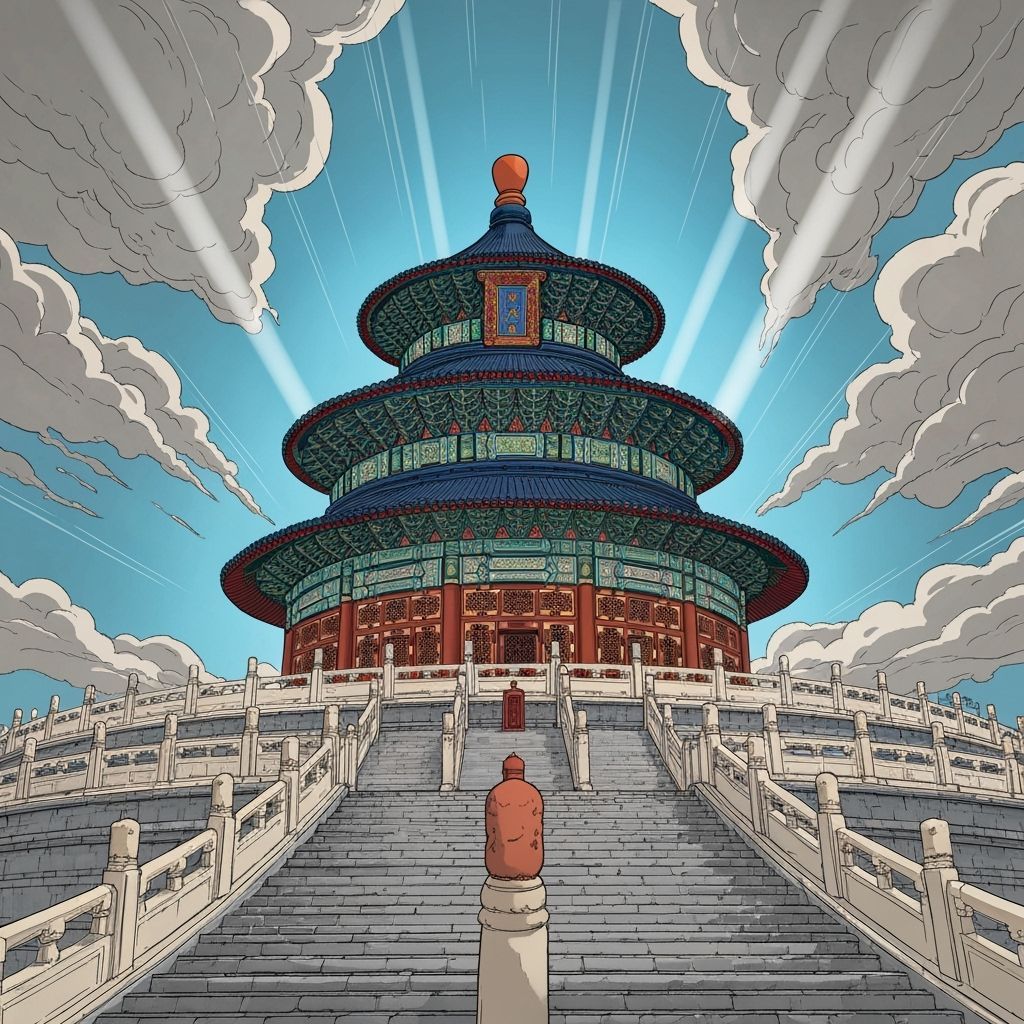 Comic Art Illustration of Temple of Heaven, Beijing
