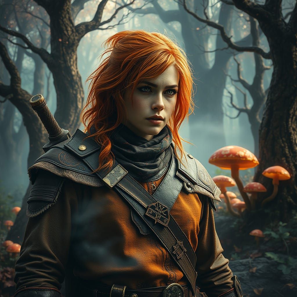 Mystical Ranger Amidst Whimsical Forest in Double Exposure