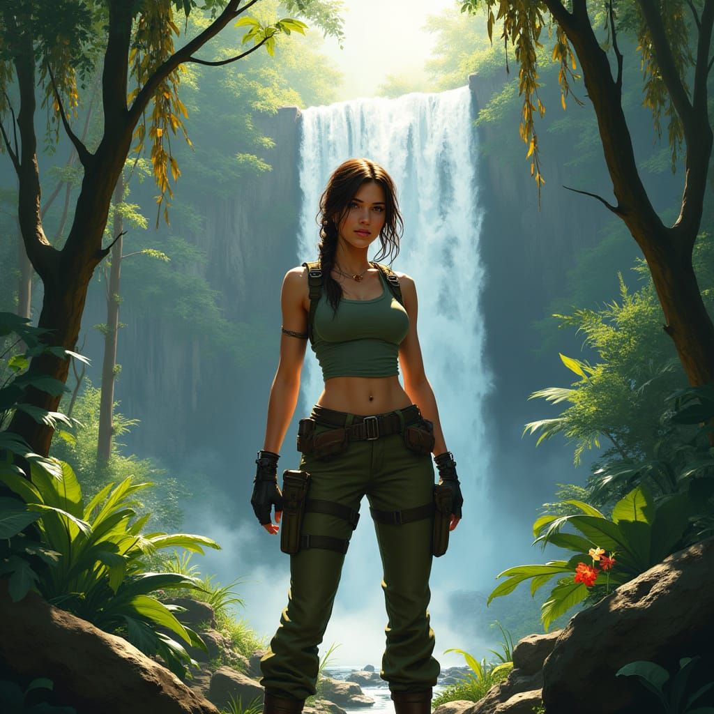 Futuristic Jungle Goddess in Lush Canopy