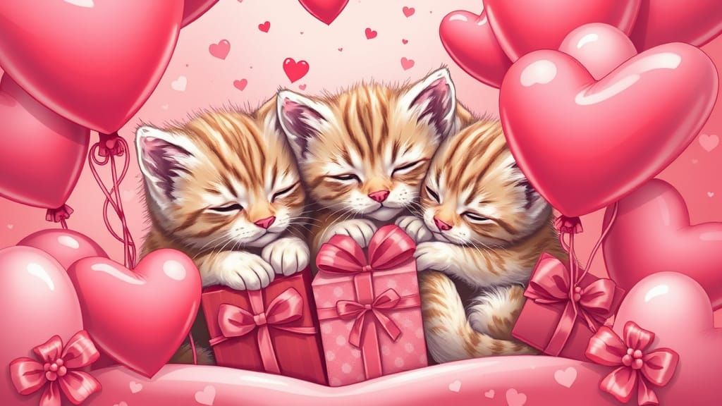 Kittens in Valentine's Comic Book Art